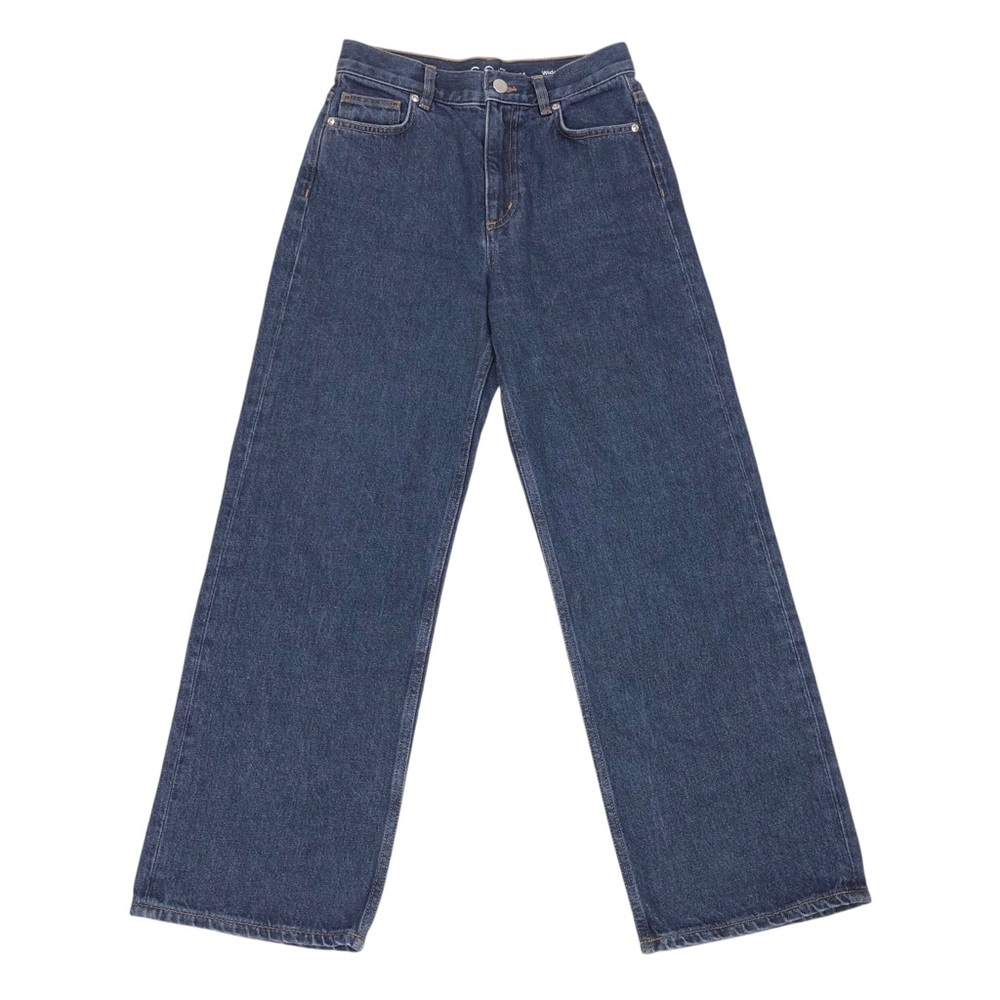COS Wide Crop Straight Leg High Rise Jeans Women's Size 24 24X26.5 Blue